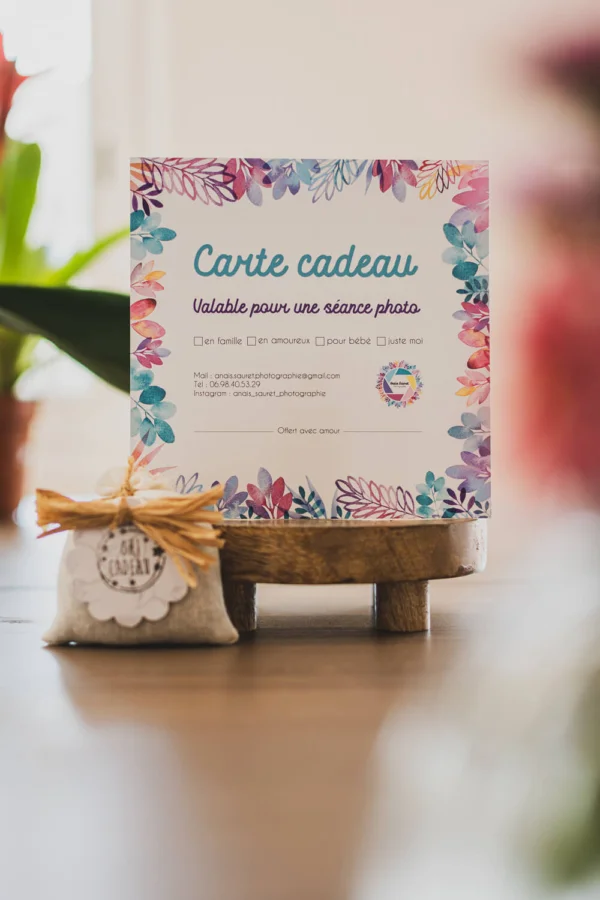 Carte cadeau pour une séance photo